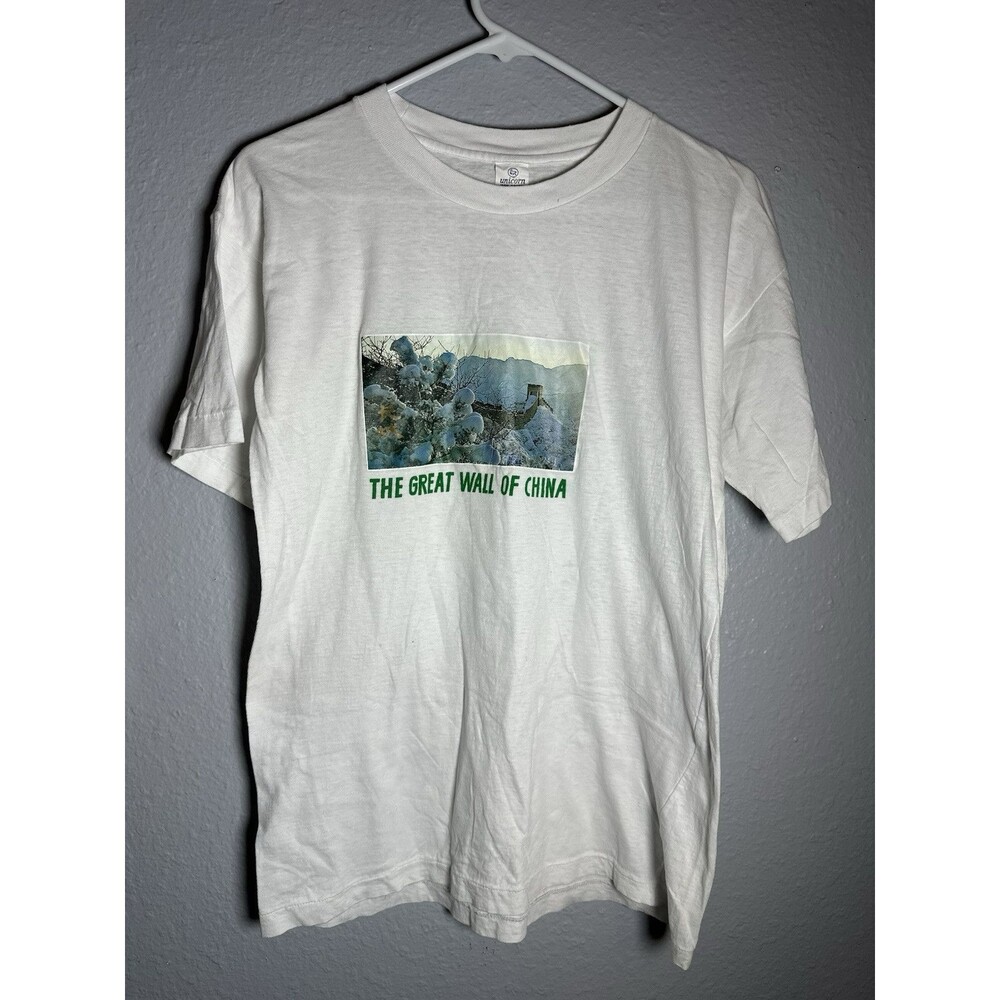 Vintage Men’s Size Large Great Wall Of China Graphic Tee Shirt SINGLE STICH